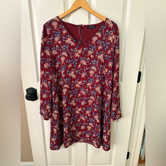 Madewell Women's Floral Button-Back Long Sleeve Dress Size L Multicolor - Picture 3 of 6